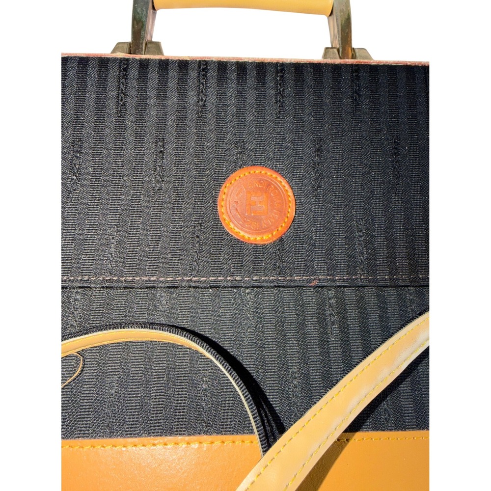 Rare!‎ Flawed! Vtg Fendi sas Roma Striped Pequin Briefcase Satchel Bag Canvas - Picture 2 of 15